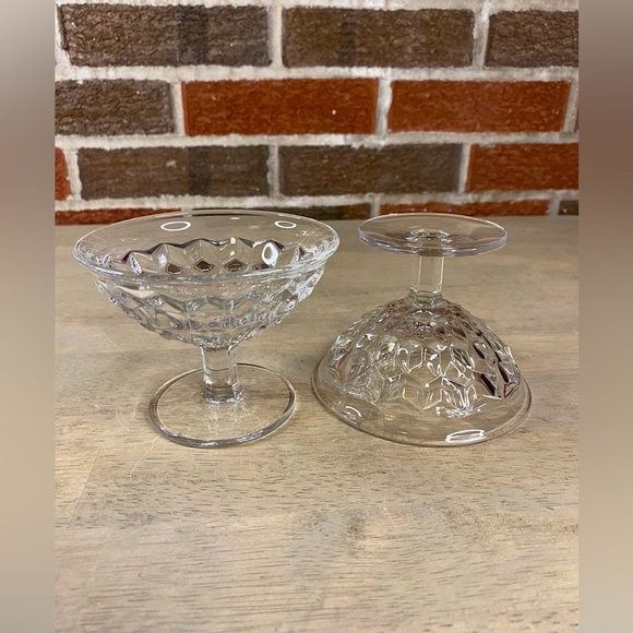 Vintage Set Of 2 Fostoria ‘American Clear Low’ Sherbet Glass Cubist 3 3/8”H - Picture 5 of 7